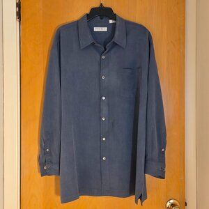 Per Lui Per Lei by Kukki 100% Silk Button Up Shirt Mens XXL 2XL Gray Oversized